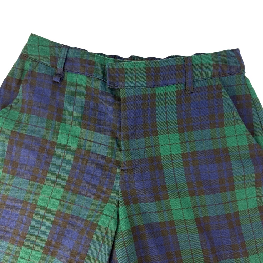HOT TOPIC M Tartan Plaid Green Blue Black Women's High Rise Elastic Waist Pants